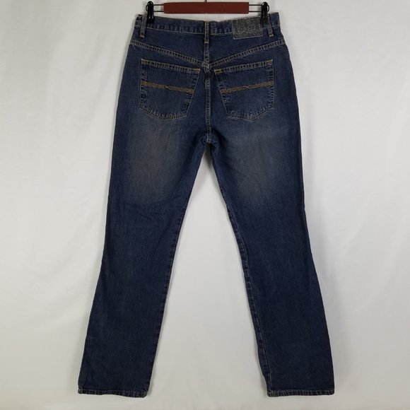 Express Jeans Juniors Size 9 Long High Rise Bootcut Dark Wash Blue Denim 30x32.5 - Picture 2 of 14